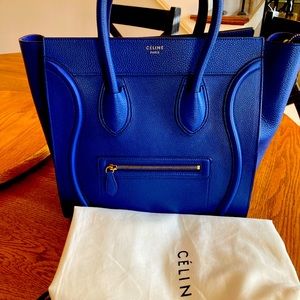 Medium Celine “Face” Bag in Electric Blue Leather